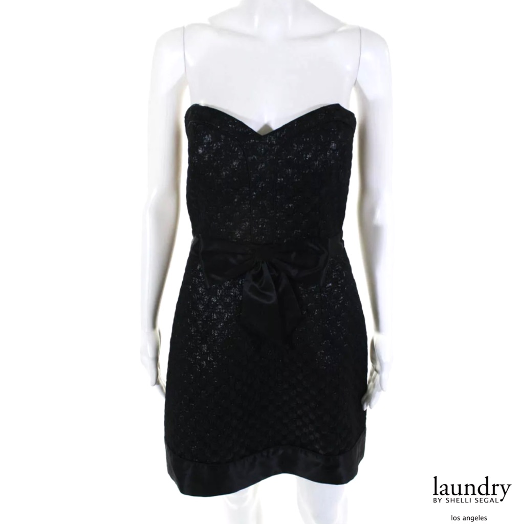 Laundry By Ss Blk Sweetheart Bow Strapless Dress